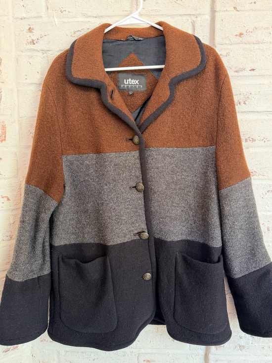 Utex Jackets & Blazers - Utex Design 100% Wool Colorblock Jacket L Brown Gray Black Made in Russia
